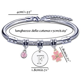 KJKJKJ A-Z 26 Initial Letter Pendant Bracelet Women Christmas Gift Personalisation Ideas Birthday Gift Bracelet Daughter Sisters Friends Lovers Birthday Christmas Graduation, L, Stainless Steel, 0