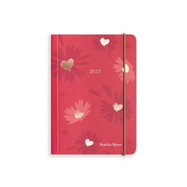 2025 Diary from Matilda Myres | A6 Size | Day to a Page Diary | Planner from January to December 2025 | Softback Covers with Elastic Closure | Red