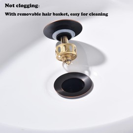 Ximlike Oil Rubbed Bronze Bathroom Sink Drain, Vessel Sink Pop Up Drain Kit with Overflow Strainer Basket Hair Catcher, Detachable Basket Stopper Brass and 304 Stainless Steel