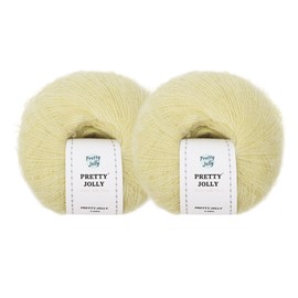 Pretty Jolly 2 Skeins Soft Mohair Yarn, Fluffy & Fuzzy, Luxurious & Thin, Slik Wool Blend Yarn for Crochet & Knitting, Total 20g×2, 300m×2 (Tender Yellow)