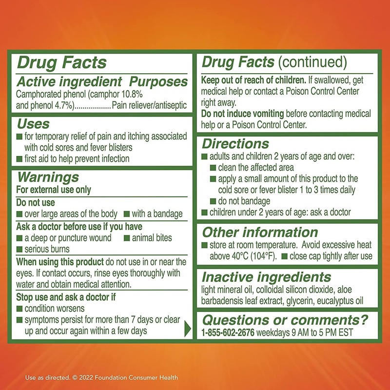 Campho-Phenique Cold Sore Treatment Original Gel Formula 0.23 Oz (Pack