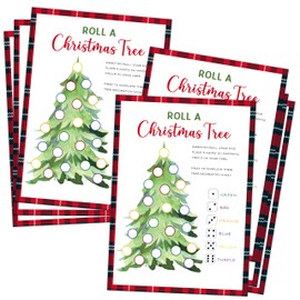 QOFO Roll A Christmas Tree Game - 25 Christmas Game Cards, Dice Rolling Game, Christmas Activities, Christmas Party Games & Activities, Christmas Party Favors, Christmas Candy Game for Families,2