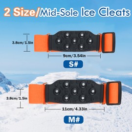 Ice Snow Cleat Crampons Walk Traction Cleat for Walking on Snow and Ice,7 Tungsten Studs Ice Grippers Slip-on Stretch Footwear Over Shoe Ice Cleats for Boots Shoes (M-2 Pairs)