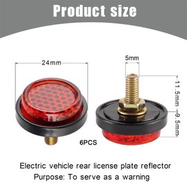 Pack of 6 Cat's Eyes Bicycle, Cat Eye Reflectors, Motorcycle Reflector, Rear Reflector, Motorcycle, Red Rear Reflector, Round, Available Tractor, Bicycle, Children's Bicycle, Electric Vehicle