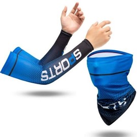 Sports Cooling Full Set: UV Protection Arm Sleeves & Multi Scarf for Cycling, Hiking, Fishing Cooling Arm Sleeves Multi Scarf Set (Green) 2ea