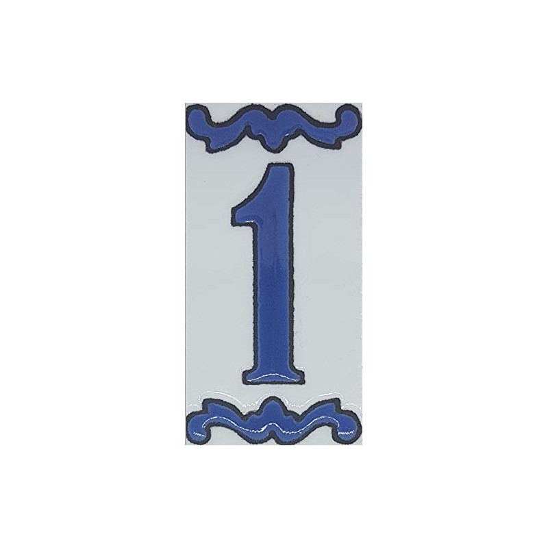House Numbers Ceramic Tile Letters & Frame Spanish Blue Design