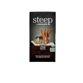 steep Organic Chai Black Tea 20 Count Box (Pack of 1), Certified Organic, Gluten-Free, Kosher Tea in Foil-Wrapped Bags