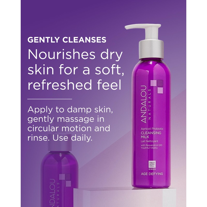 Andalou Naturals Age Defying Apricot Probiotic Cleansing Milk | Gentle
