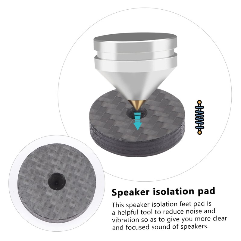 jojofuny 12pcs Carbon Fiber Speaker Isolation Pads Shockproof Feet for