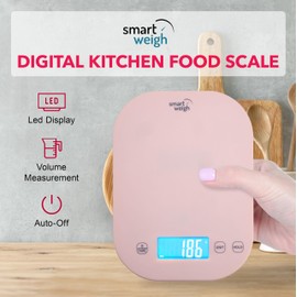 Smart Weigh Digital Food Scale Grams and Ounces - Sound Beep Feedback for Meal Prep Scale for Calorie Counting Cooking Necessity - Pink