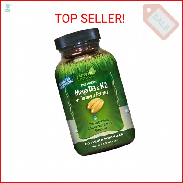 Irwin Naturals High Potency Mega D3 & K2 + Turmeric