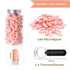 BORISCA Ear Plugs for Sleeping, Sleeping Ear Plugs 38 dB Highest Snr 60 Pairs, Ear Plugs Reusable Ear Plugs Foam Earplugs Pink Ohropax Soft Ear Plugs for Sleeping Soft