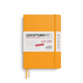 LEUCHTTURM1917 372636 Academic Weekly Planner Medium (A5) 2026, 18 Months 07.2025-12.2026, Hardcover, Rising Sun, German