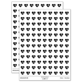 EKG Pulse Heart Beat 200+ Round Stickers - Matte Finish - 0.50" Size - White
