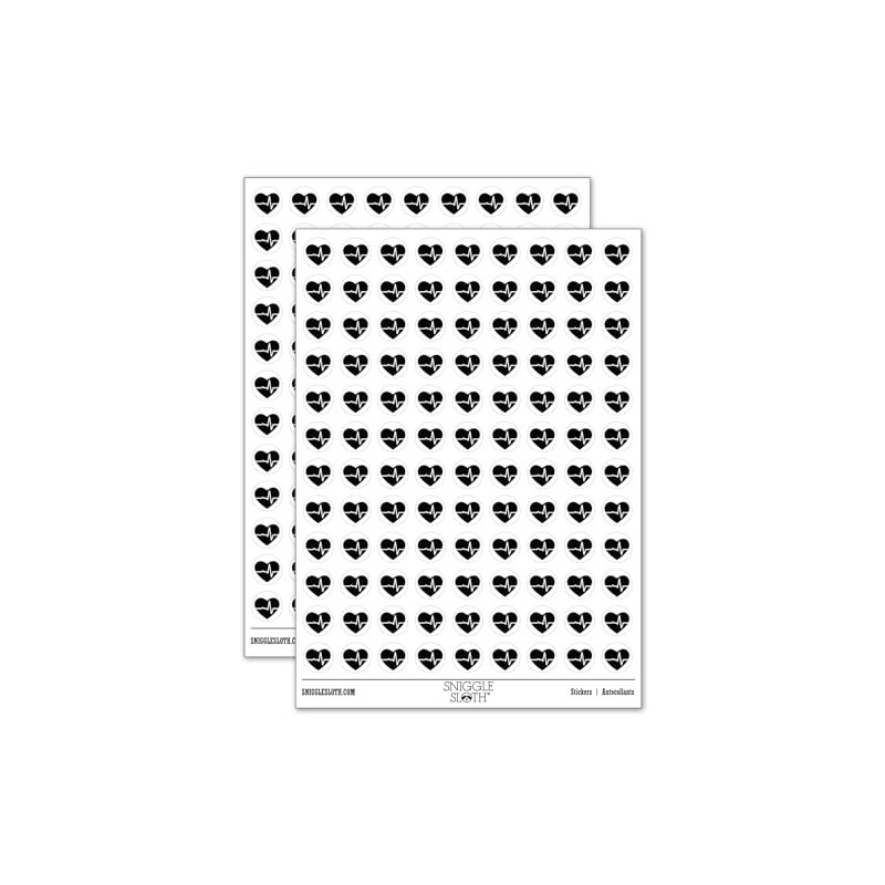 EKG Pulse Heart Beat 200+ Round Stickers - Matte Finish