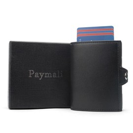 paymali Slim Wallet with Coin Compartment & RFID Protection - Mini Wallet Men & Women - Card Holder Credit Card Holder - Wallet Purse Small, black, Modern