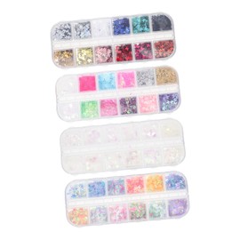Vaguelly 4 Boxes Butterfly Nail Art Sequins for DIY Manicure Supplies Unique Decorative Nail Salon Accessory Holographic Glitter for Charming Looks Valentine Day