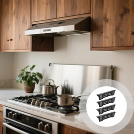 4 Pcs Stainless Steel Stove Gap Covers, Adjustable Stove Filler for Kitchen, No Tape Required, Easy to Install, Black and Silver, Fits Most Stove Models