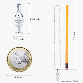 MICMIF Zirconia Fish Necklace for Women 925 Sterling Silver Fishbone Pendant Necklace Beach Ocean Sea Theme Jewellery for Women Girls