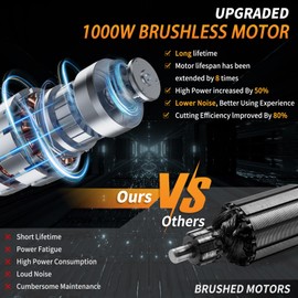 JEXUGK 12" Brushless Chainsaw, 21V Cordless Chainsaw with 2 x 4.0Ah Battery, Electric Motosierra De Gasolina with 2 x Chains & Guide Plate, Eléctrica Rechargeable Saw for Wood Cutting Trimming Branch