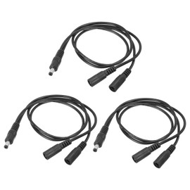 PATIKIL 1 Male to 2 Female DC Power Distribution Cable 3 Pack 5.5 mm x 2.1 mm Y Splitter Cable for CCTV Cameras Router LED Light Strip