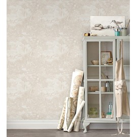 Heroad Peel and Stick Wallpaper Beige Neutral Vintage Forest Animals Floral Wallpaper Removable Self-Adhesive Contact Paper for Bedroom Living Room Cabinets Decoration Thicken Vinyl 17.3''x78.7''