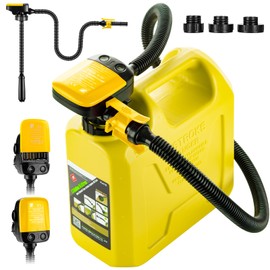 BYERN AUTO Fuel Transfer Pump with Auto-Stop, 4 Gas Tank Adapters & Long Flexible Hose, 2.4GPM, Portable Gas Can Pump for RVs, Trailers, Trucks, Gas Cans & Drums