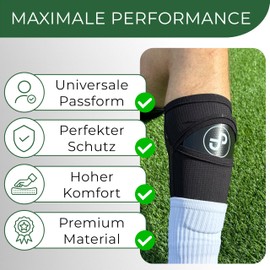 JDP Performance Men's Football Shin Pads Including Stocking with Pocket Non-Slip Football Shin Pads for Inserting High-Quality Mini Shin Pads for Adults Black