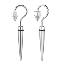 Yumilok Studs Earrings for Women Men Stainless Steel hook Piercing Screw Cone Piercing Spike silver