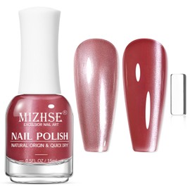 MIZHSE Cat Eye Nail Polish Quick Dry Nail Polish with Magnet Air Drying Fast Blood Red Color Nail Lacquer 15ml Cateye Nail Polish for Women Girl Non-Gel Nail Art Manicure DIY Home
