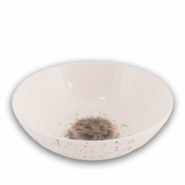Wrendale Designs Porcelain Cereal Bowl Flat Hedgehog Design Approx. 15.3 cm D Approx. 400 ml by British Artist Hannah Dale for Cereal Dessert Dessert Ice Cream Snacks & Soups or as a Gift