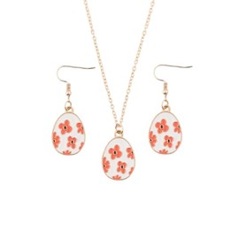 MMIUAEG Cute Buuny Rabbit Earrings Necklaces Set Colorful Enamel Egg Chick Charm Easter Jewelry Set for Holiday Easter Earrings Necklaces Party Decorations-Egg A