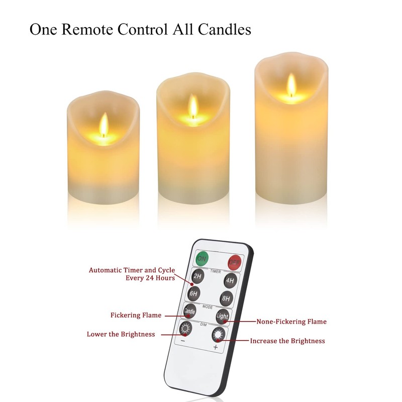 antizer Flameless LED Candles 4" 5" 6" Set of 3