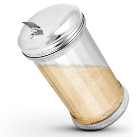 Stock Your Home Glass Sugar Dispenser- Fluted Sugar Pourer with Stainless Steel Self Closing Lid - Crystal Clear Sugar Shaker for Diners, Cafes, Bakeries, Coffee Shops, Restaurants, Kitchens