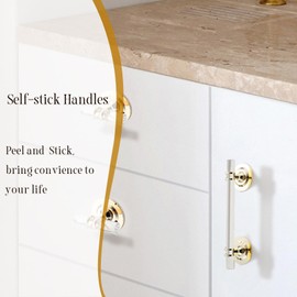 Elistonie 2 Pcs Clear Acrylic Adhesive Cabinet and Furniture Pulls Hole Center 5 inch Self Stick Knobs for Cabinet Drawer Cupboard Pulls for Sliding Door Appliance Pulls, (OLA-Arilcy)