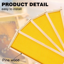 POLLIBEE Medium or Super Bee Hive Frames and Wax Foundations,10 Pack Honey Bee Frames with 100% Beeswax Coated Food Grade Foundation Sheets, Beekeeping Supplies,6-1/4-Inch (Yellow)