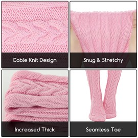 Buauty Women's Cable Knitted Boot Socks Extra Long Thigh High Winter Stockings Over Knee Leg Warmers