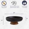 LAVAUK Mango Wood fruit bowl, Decorative black bowl with natural