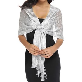 BABAHU Sparkling Metallic Shawls and Wraps with Buckle for Evening Party Dresses Wedding Party