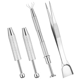 WJIAAA 3Pcs Grabber Tool Holder Set, Jewelry Pick up Tool 4 Claw Piercing Ball with Prongs Diamond Claw Precision Stainless Steel for Tiny Objects IC Chip Electronic