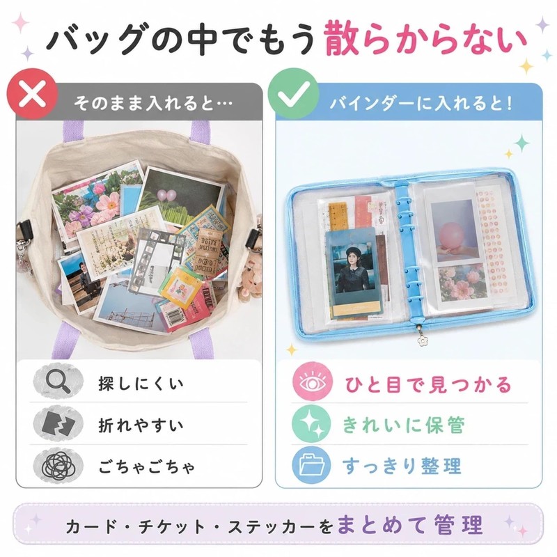UMEX シール帳 a5 収納 大きめ: バインダー 軽量 大容量 持ち運び 6穴