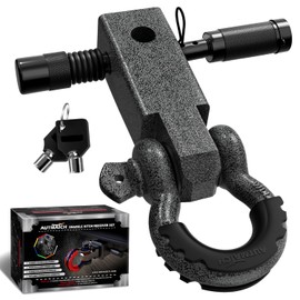 AUTMATCH Shackle Hitch Receiver 2 Inch - 3/4" D Ring Shackle and 5/8" Trailer Hitch Lock Pin, 45,000 Lbs Break Strength Heavy Duty Receiver Towing Kit for Off-Road Vehicle Recovery, Grainstone