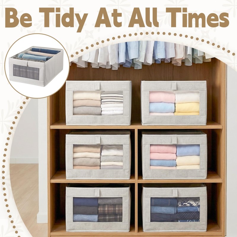 6 Pack Closet Storage Bins, 15.9 x 11 x 6.7