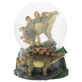 Elanze Designs Stegosaurus Dinosaur Friends Tabletop Figurine Fossil Bone Paleontologist 100MM Sturdy Glitter Water Musical Dinosaur Snow Globe Plays Tune Born Free