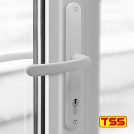 TSS White UPVC Door Handle Pair Set, 92mm PZ (Centres), Sprung, Lever Lever, 240mm Screw to Screw (Screw centres), Backplate 270mm x 32mm - Replacement PVC Door Handle in White