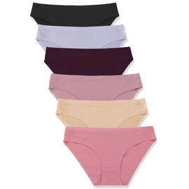 FINETOO 6 Pack Women’s Seamless Hipster Underwear No Show Panties Invisibles Briefs Soft Stretch Bikini Underwears XS-XXL(L)