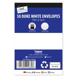 Tallon Just Stationery 50 Peel and Seal Envelopes - White