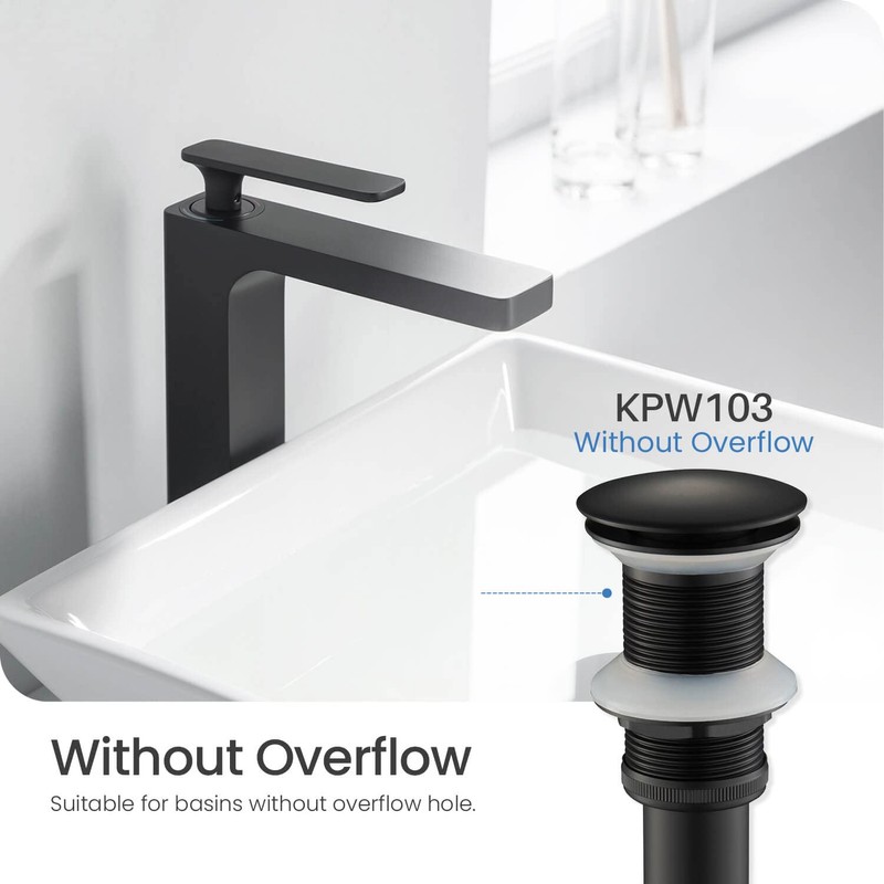 KIBI Pop-Up Drain Stopper for Bathroom Sink Without Overflow |