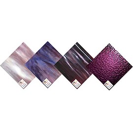 Wissmach 4 Sheet Purple Variety Stained Glass and Mosaic Glass (8"x6") by BiNARi Glass Studio