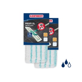 Leifheit Set of 2 Profi XL Micro Duo Mop Covers for All Floor Types, Floor Mop Replacement Cover for Ideal Dirt Absorption, 2-Fibre System, Microfibre Cleaning Cloth Ideal for Tiles and Laminate